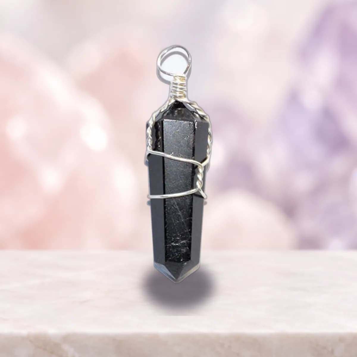 (set of 5) Tourmaline, Black wire wrapped point