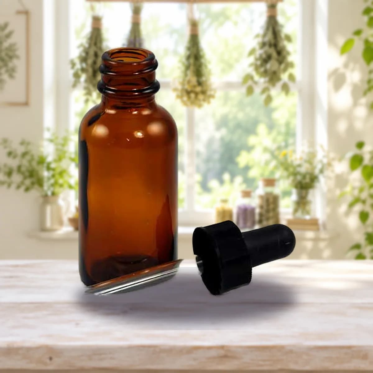 Amber Glass Dropper Bottle, 1 oz