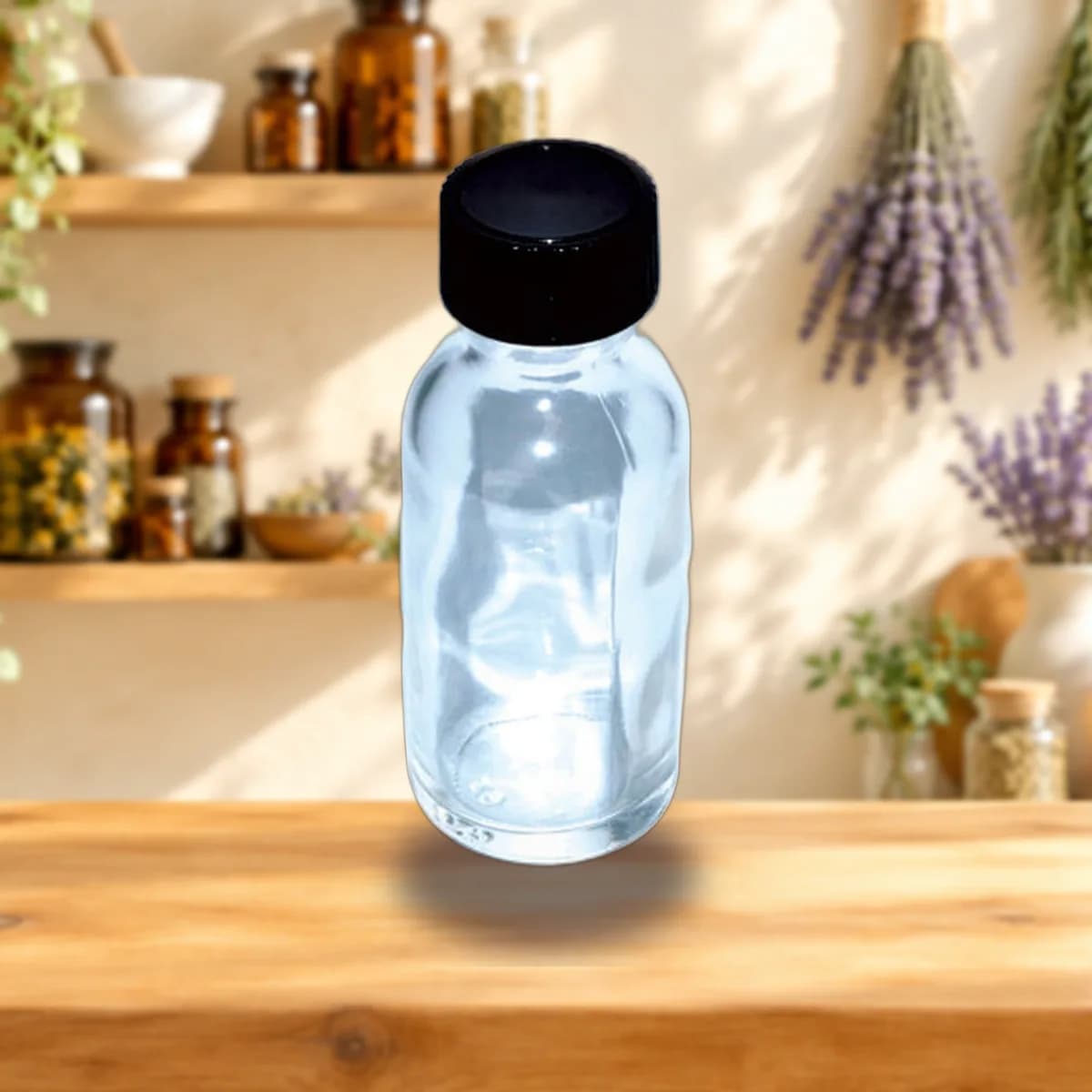 Clear 1oz Glass bottle & cap