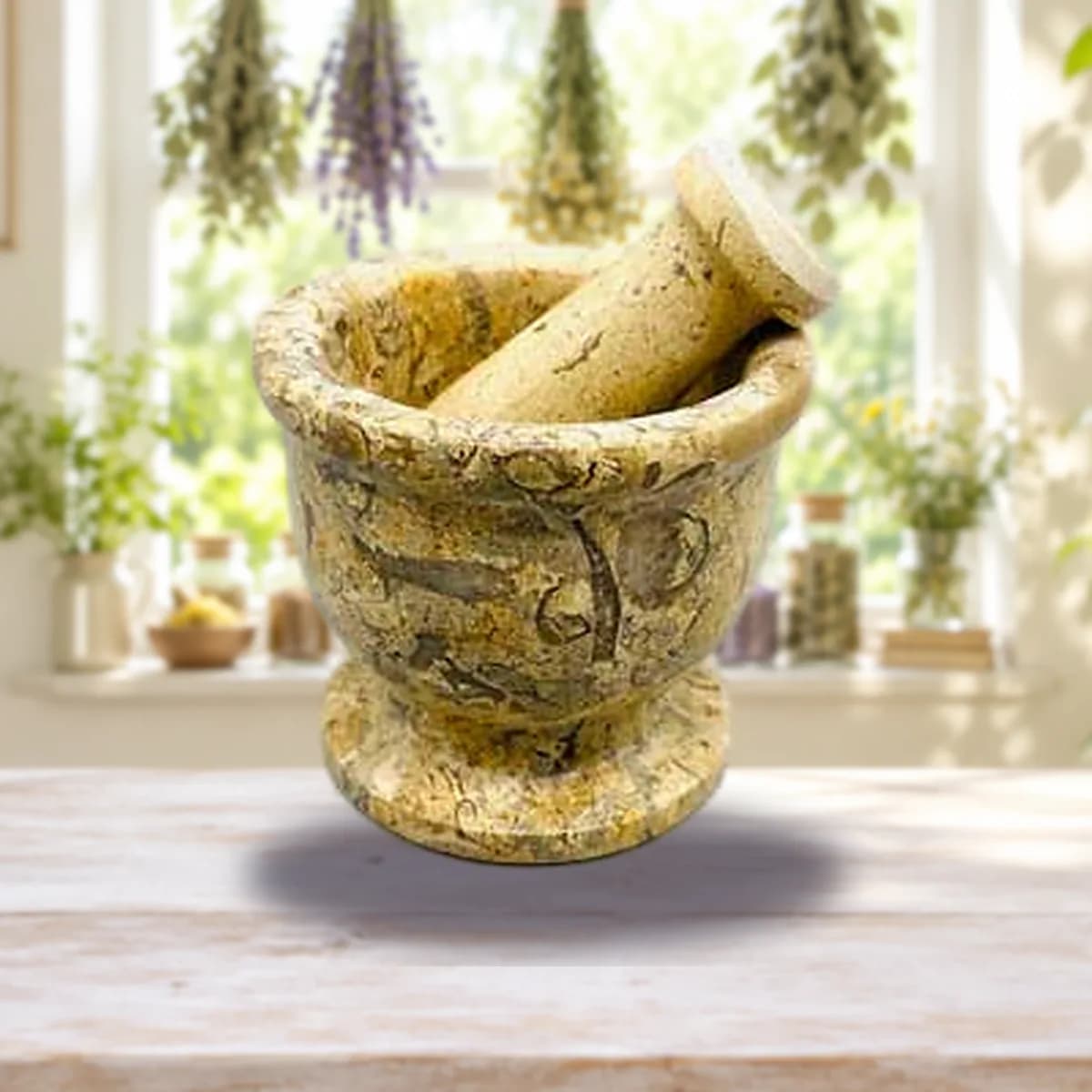 2 1/2" Fossil Coral mortar and pestle set