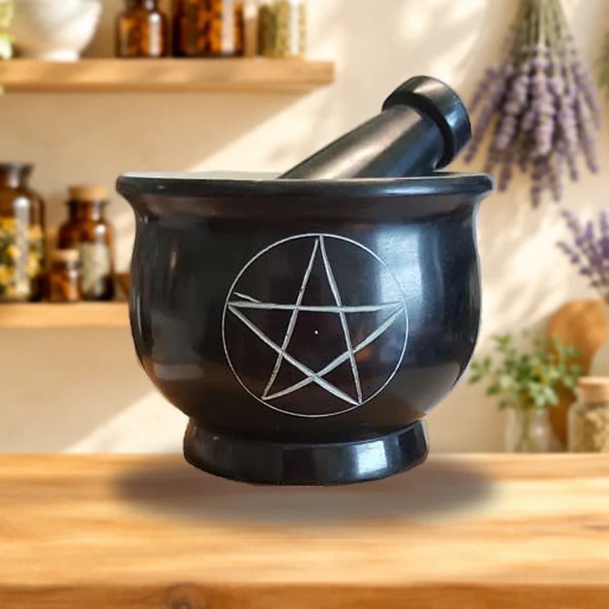 4" Pentagram mortar and pestle set