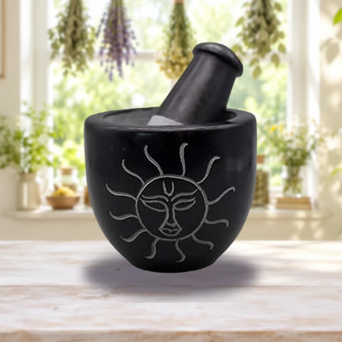 3" Sun Soapstone mortar & pestle set