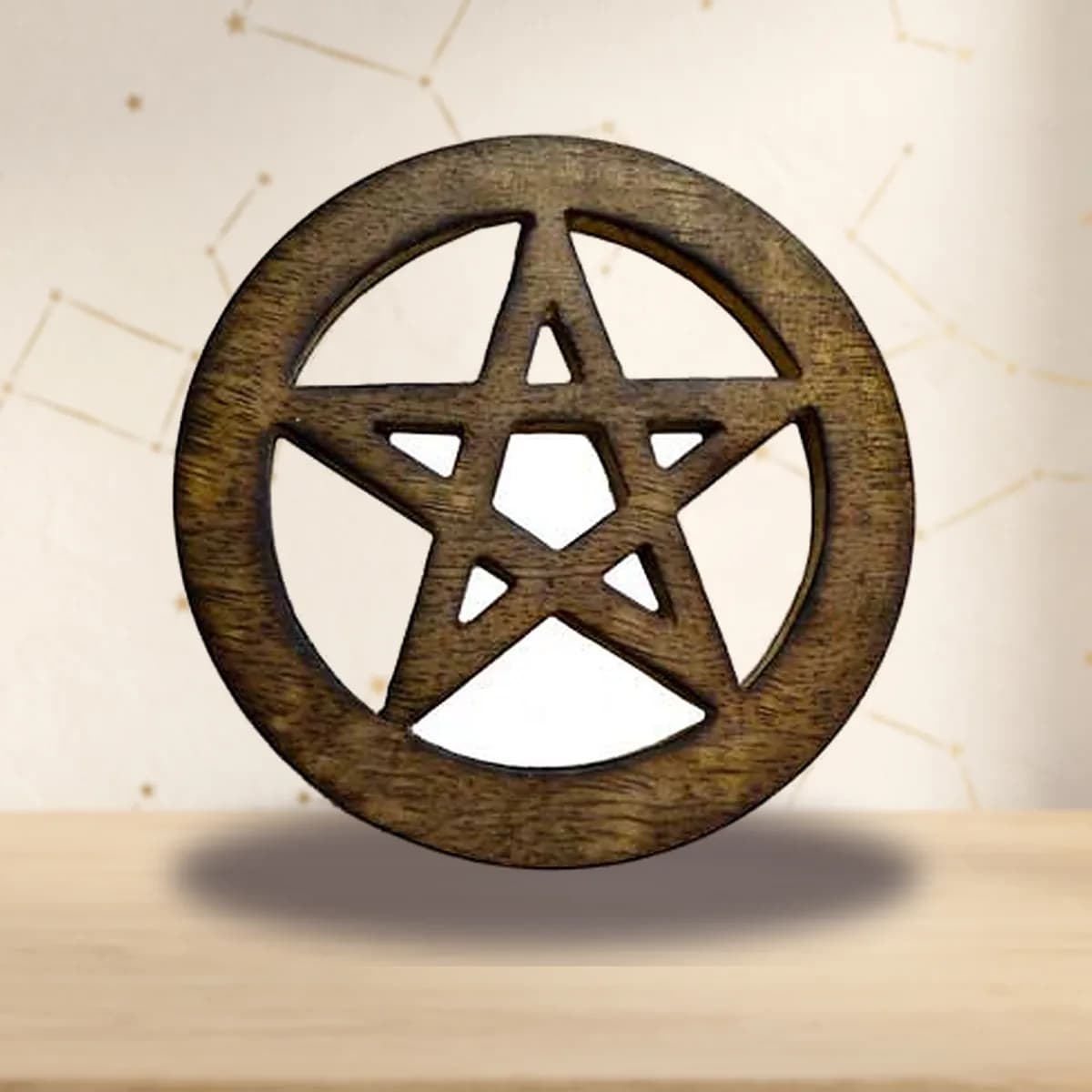 Pentagram Altar Tile, 4-inch wood