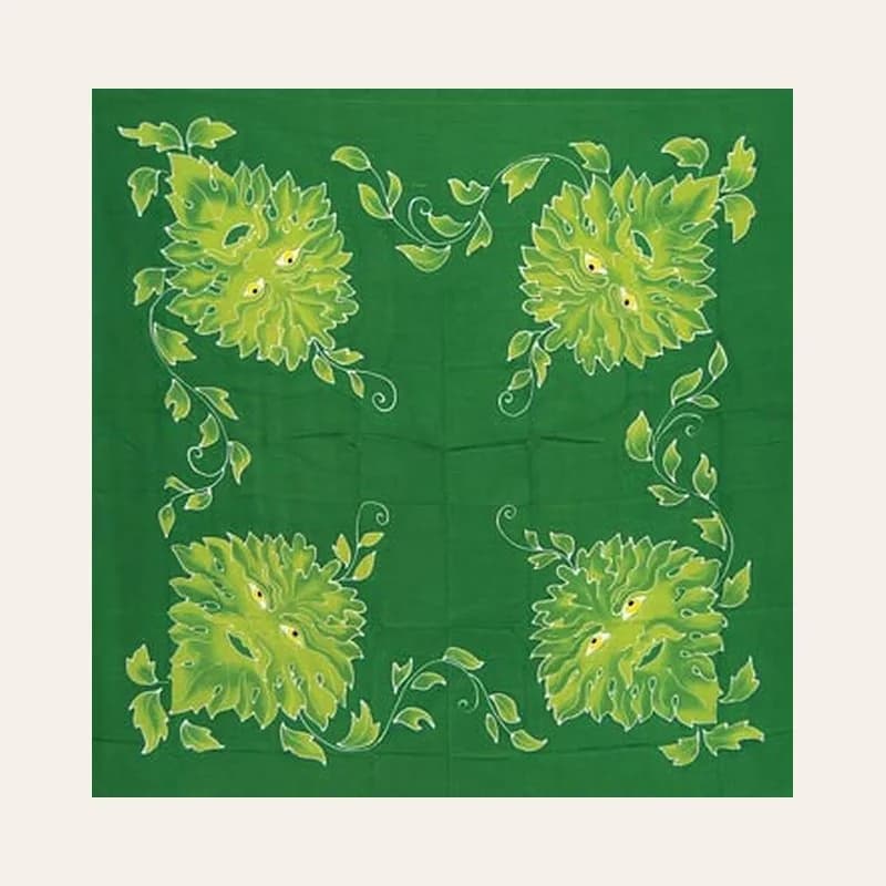 Green Man altar cloth or scarf 36" x 36"