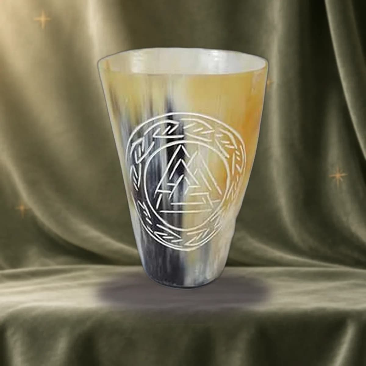 4" Norse Valknut buffalo horn mug