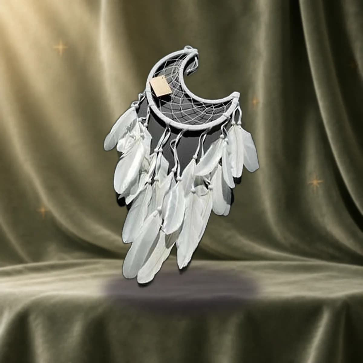 8 1/2" Half Moon white dream catcher
