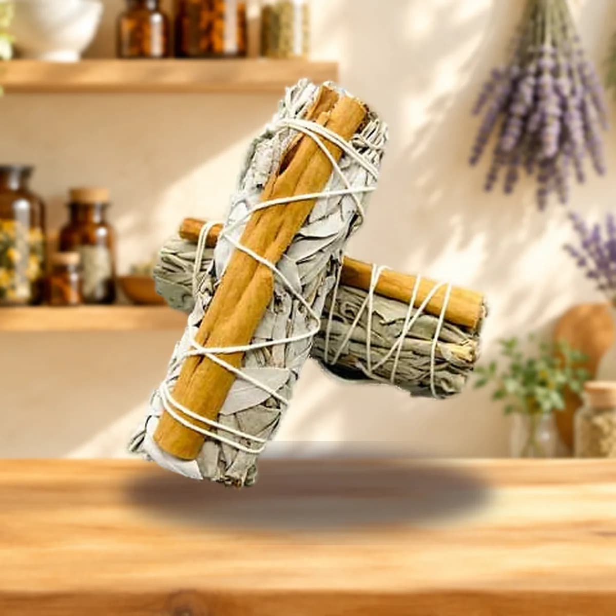 4" White Sage & Cinnamon smudge stick