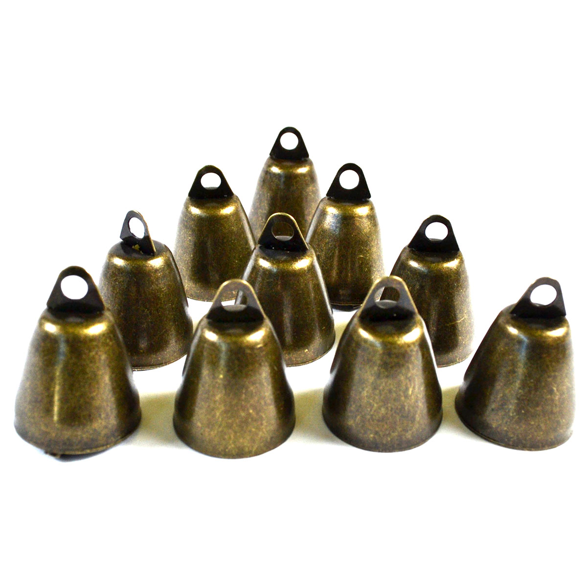 (set of 10)  1 1/4" Antique Finish Bells