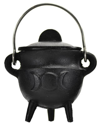 Triple Moon Cast Iron Cauldron w/ Lid 2 3/4"