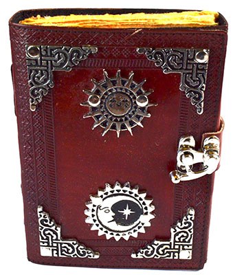 Sun & Moon aged looking paper leather w/ latch 4 1/2" x 6 1/2" - Unlined