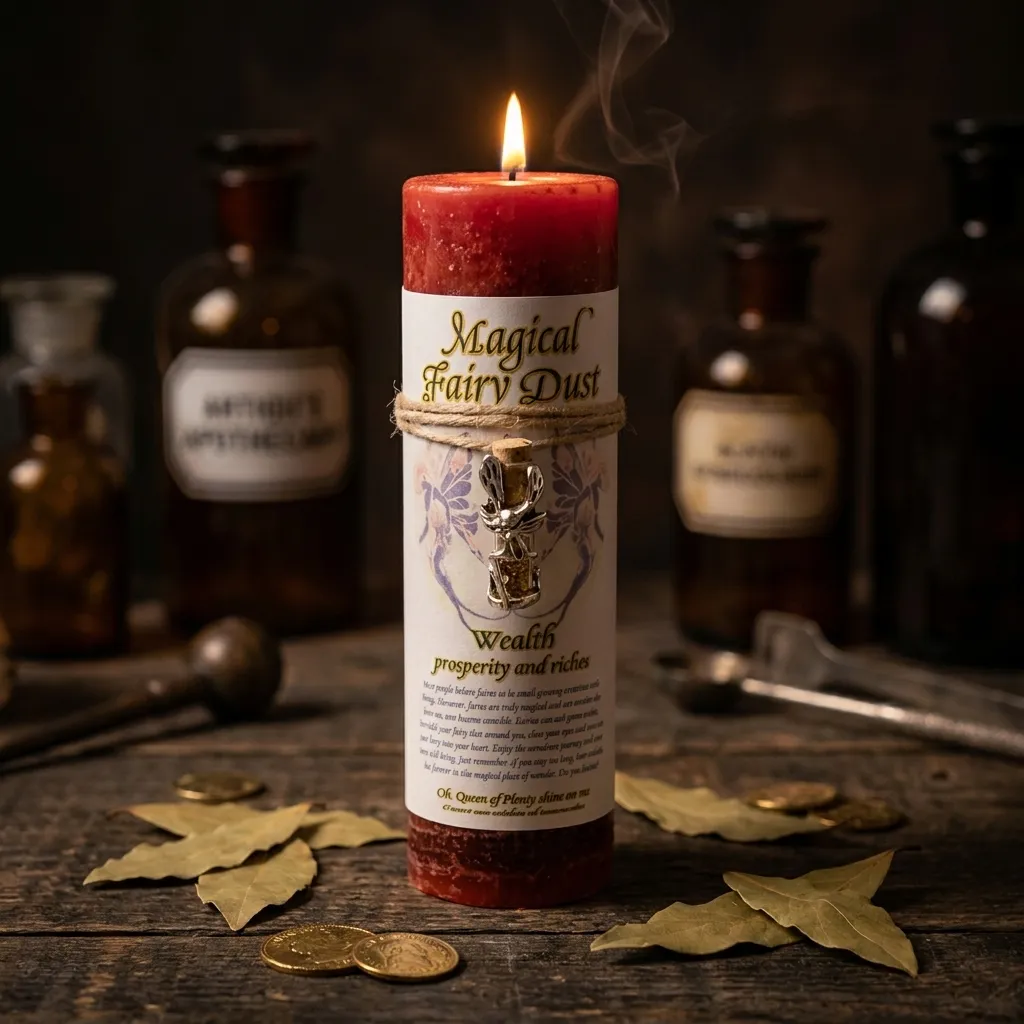 Wealth Pillar Candle with Fairy Dust Necklace